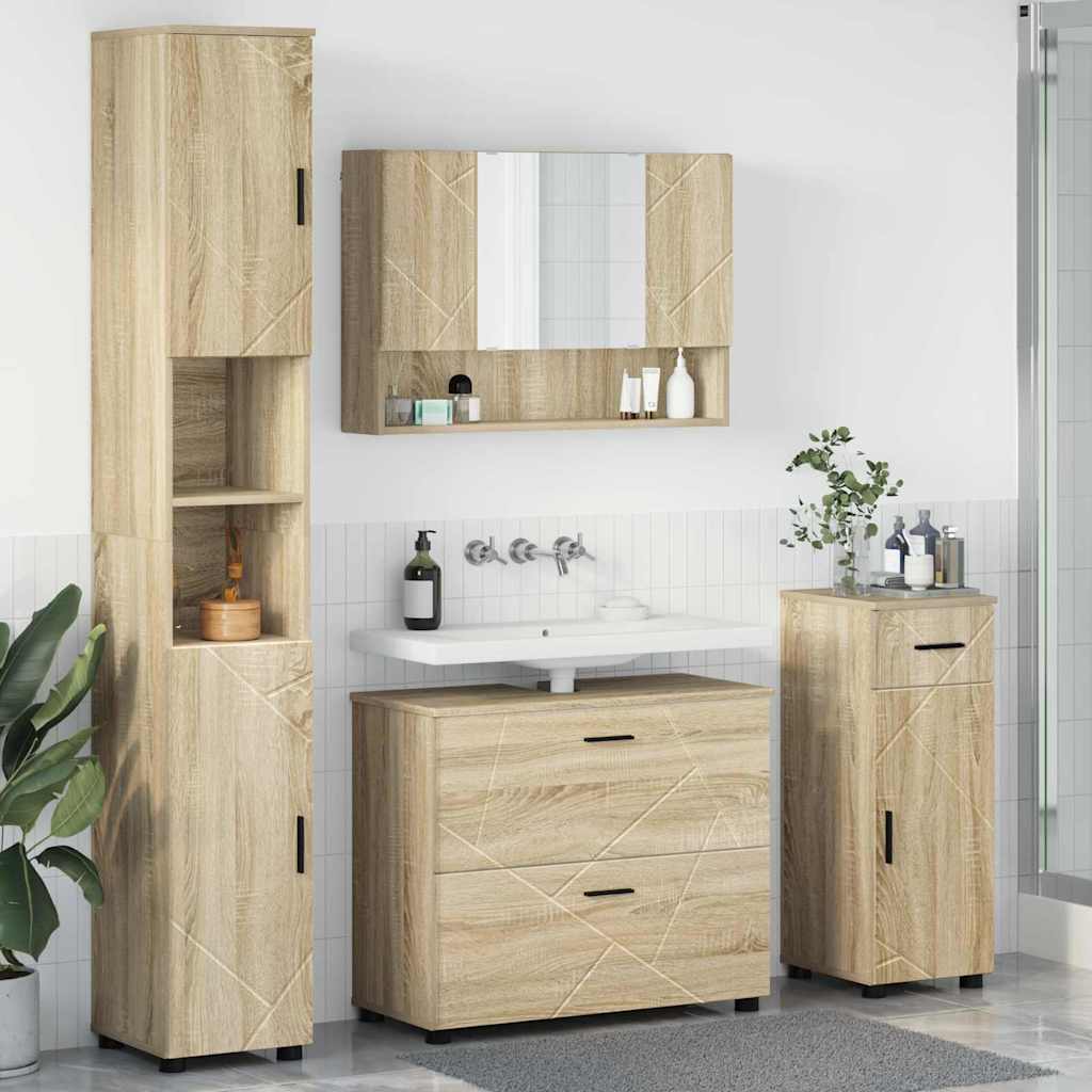 Badrumsmöbelset 4 st Sonoma-ek 35 x 30 x 192 cm