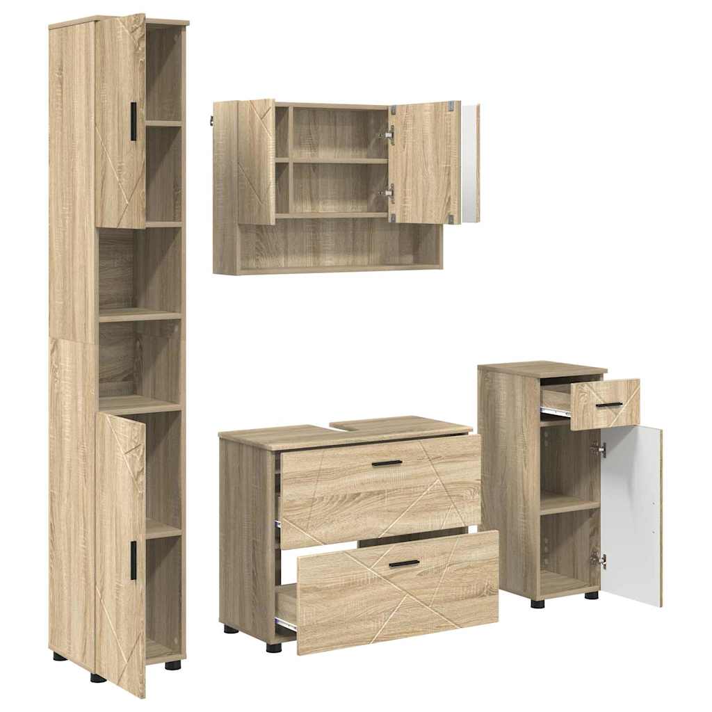 Badrumsmöbelset 4 st Sonoma-ek 35 x 30 x 192 cm