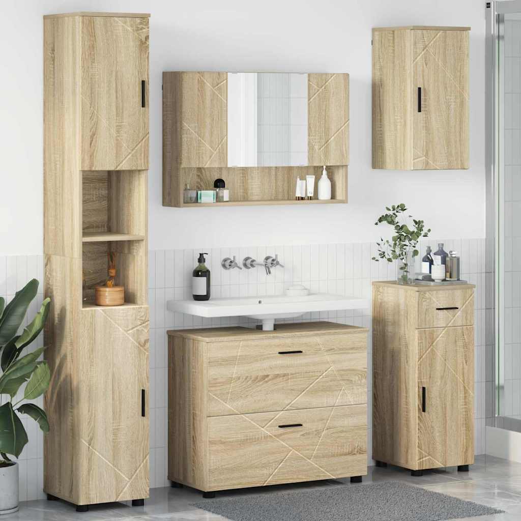Badrumsmöbelset 5 st Sonoma-ek 35 x 30 x 192 cm