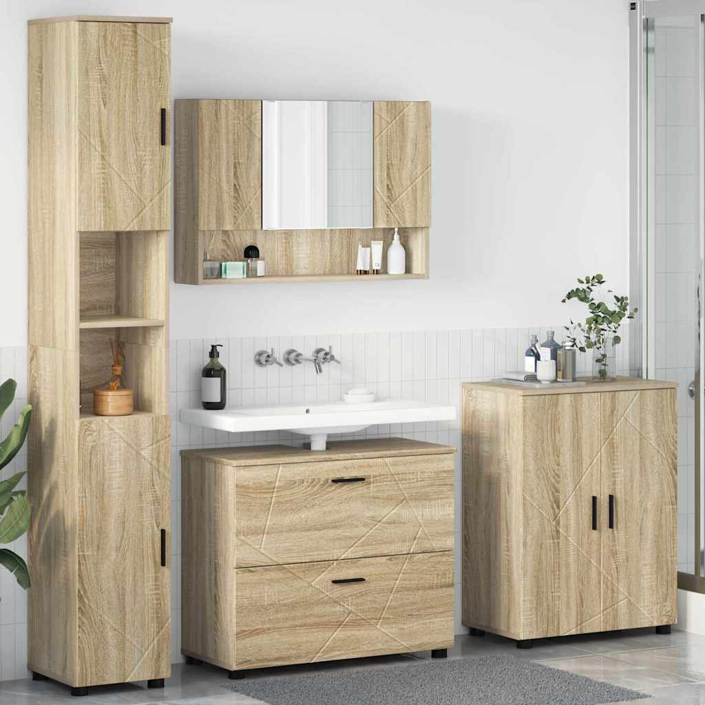 Badrumsmöbelset 4 st Sonoma-ek 35 x 30 x 192 cm