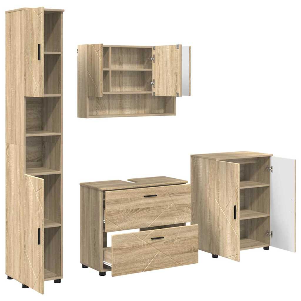 Badrumsmöbelset 4 st Sonoma-ek 35 x 30 x 192 cm