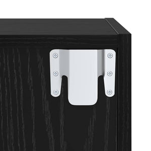 TV-bänkset Väggmonterad 4 pcs Svart Ek Konstruerat trä