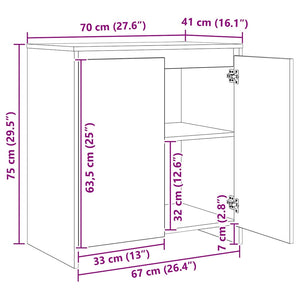 Sideboard 3 pcs Gammalt trä 70 x 41 x 75 cm Konstruerat trä