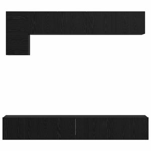 TV-bänkset Väggmonterad 5 pcs Svart Ek Konstruerat trä