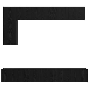 TV-bänkset Väggmonterad 6 pcs Svart Ek Konstruerat trä