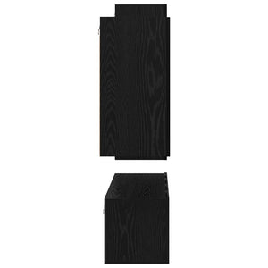 TV-bänkset Väggmonterad 4 pcs Svart Ek Konstruerat trä