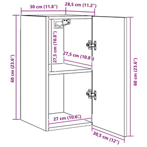 TV-bänkset Väggmonterad Svart Ek Konstruerat trä