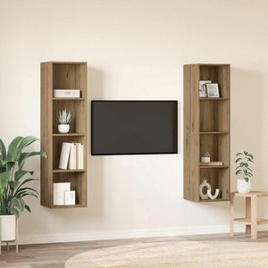 TV-bänkset 2 pcs Brun 37 x 37 x 142,5 cm Konstruerat trä