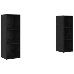 TV-bänkset 2 pcs Svart Ek 107 x 35 x 37 cm Konstruerat trä