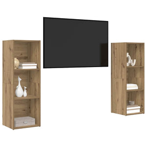 TV-bänkset 2 pcs Artisan Ek 107 x 35 x 37 cm Konstruerat trä