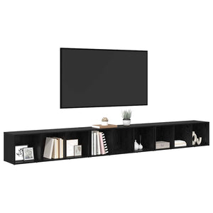 TV-bänkset 3 pcs Svart Ek 37 x 35 x 107,5 cm Konstruerat trä