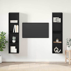 TV-bänkset 4 pcs Svart Ek 37 x 37 x 72 cm Konstruerat trä