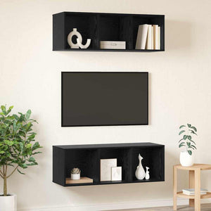 TV-bänkset 2 pcs Svart Ek 37 x 37 x 107 cm Konstruerat trä