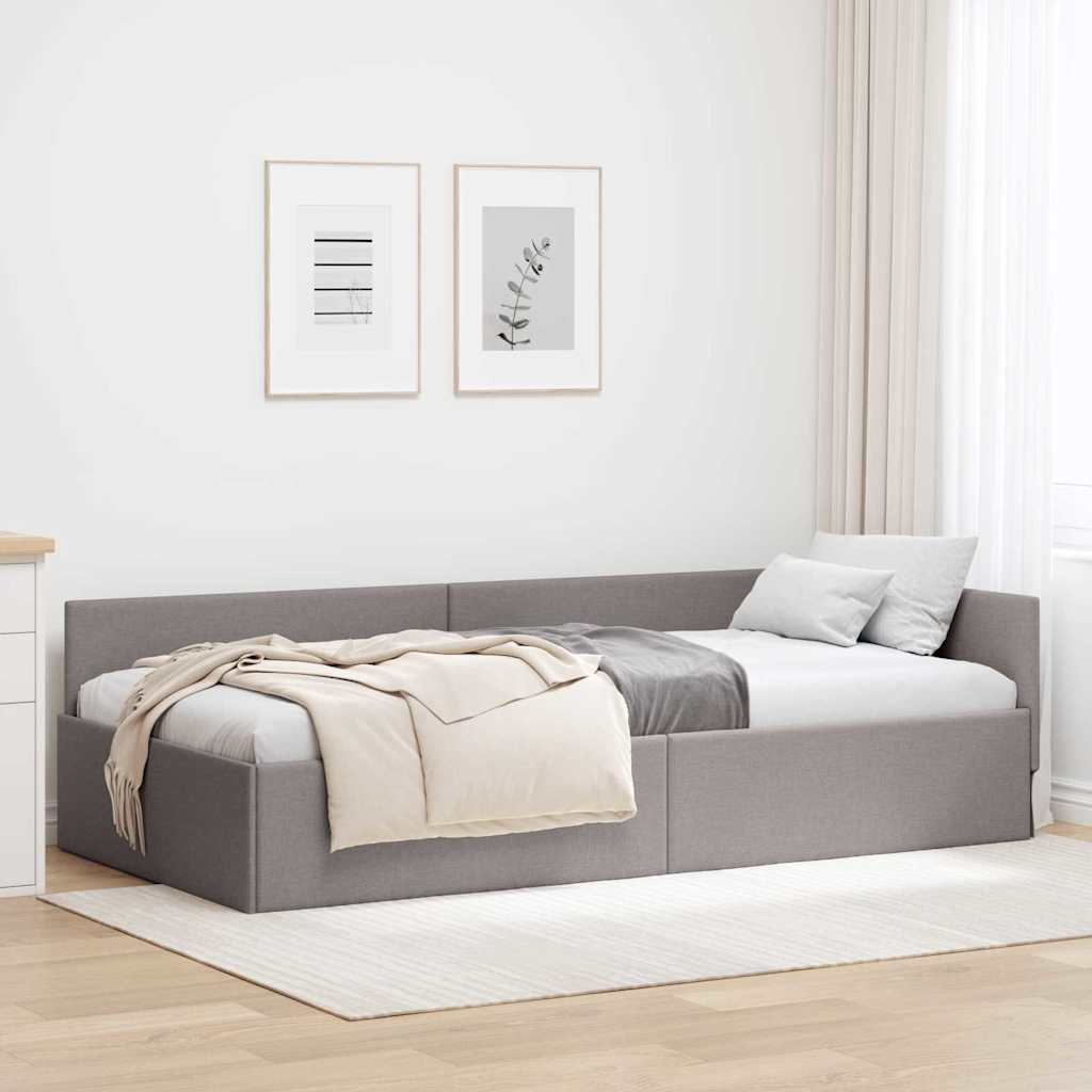Hörn Sängram med huvudgavel Taupe 80 cm x 200 cm tyg