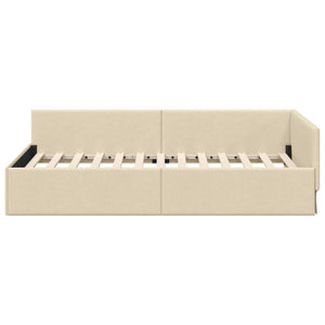 Hörn Sängram med huvudgavel Kräm 80 cm x 200 cm Sammet