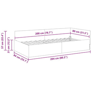 Hörn Sängram med huvudgavel Kräm 80 cm x 200 cm Sammet