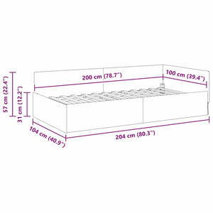 Hörn Sängram med huvudgavel Blå 100 cm x 200 cm Sammet