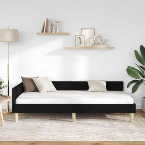 Hörn Sängram med huvudgavel Svart 90 x 190 cm tyg