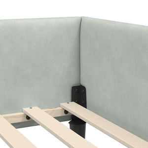 Hörn Sängram med huvudgavel Ljusgrå 90 cm x 190 cm Sammet