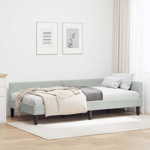 Hörn Sängram med huvudgavel Ljusgrå 90 cm x 200 cm Sammet