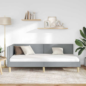 Hörn Sängram med huvudgavel Ljusgrå 90 cm x 200 cm Sammet