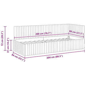 Hörn Sängram med huvudgavel Vinröd 80 cm x 200 cm Sammet