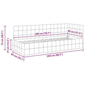 Hörn Sängram med huvudgavel Svart 80 cm x 200 cm Sammet