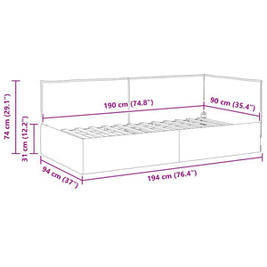 Hörn Sängram med huvudgavel Taupe 100 cm x 200 cm Sammet