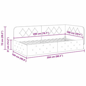 Hörn Sängram med huvudgavel Svart 100 x 200 cm tyg