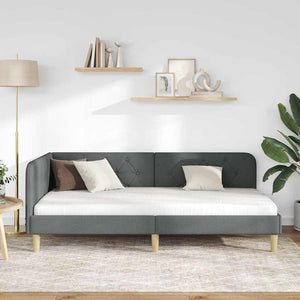 Hörn Sängram med huvudgavel Mörkgrå 90 x 200 cm tyg