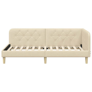 Hörn Sängram med huvudgavel Kräm 90 x 200 cm tyg