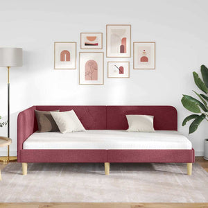 Hörn Sängram med huvudgavel Vinröd 100 x 200 cm tyg