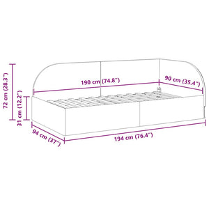 Hörn Sängram med huvudgavel Vinröd 90 cm x 190 cm Sammet