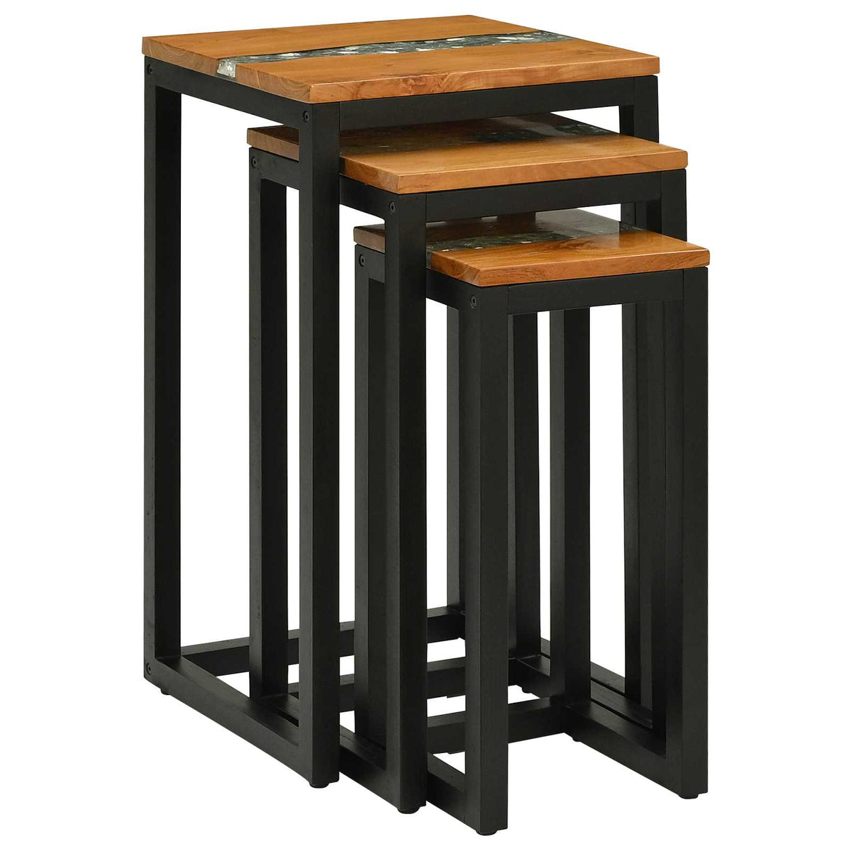 Nestingbord 3 st Brun Massivt teakträ