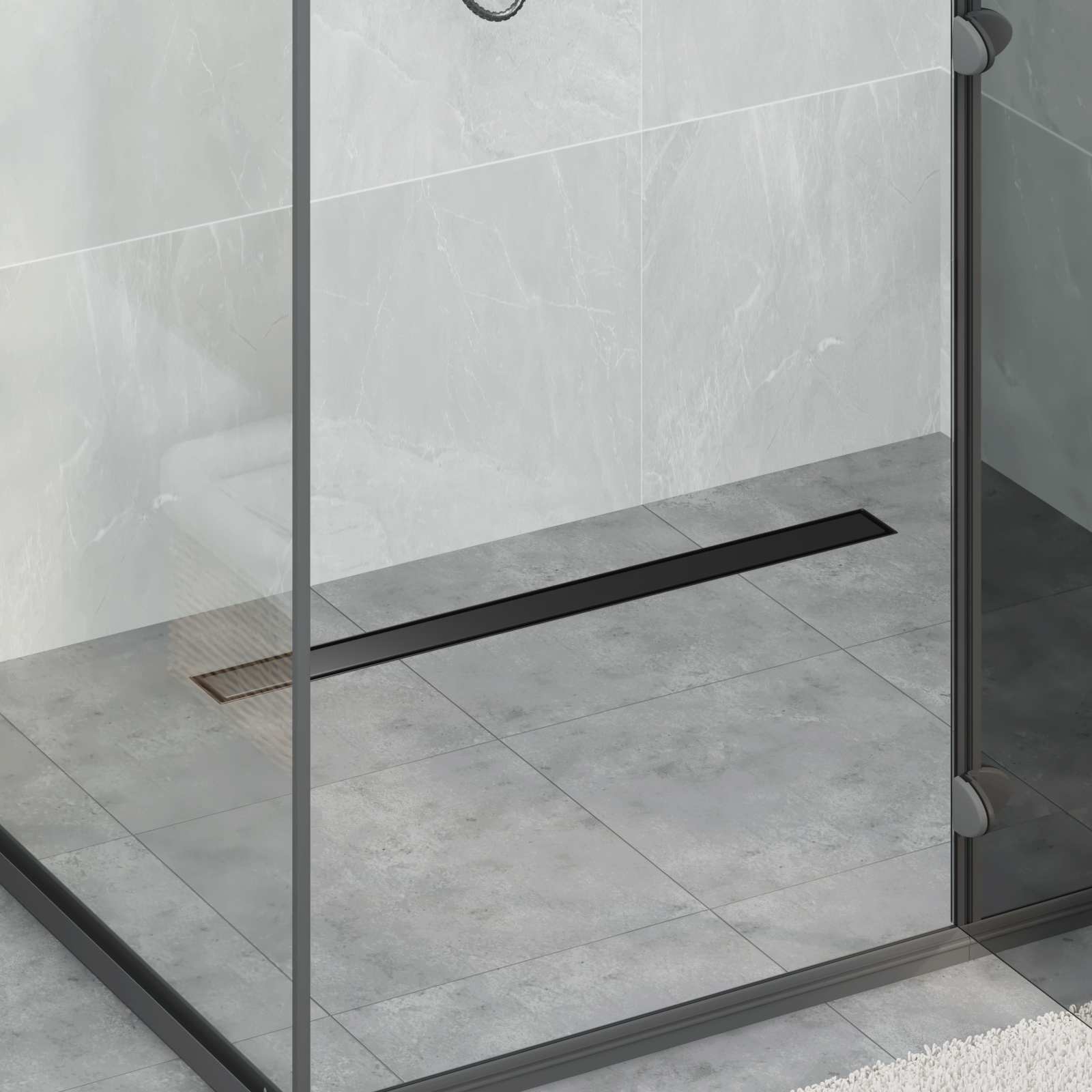 Duschavlopp 2-i-1 med 360° Siphon Svart 80 cm