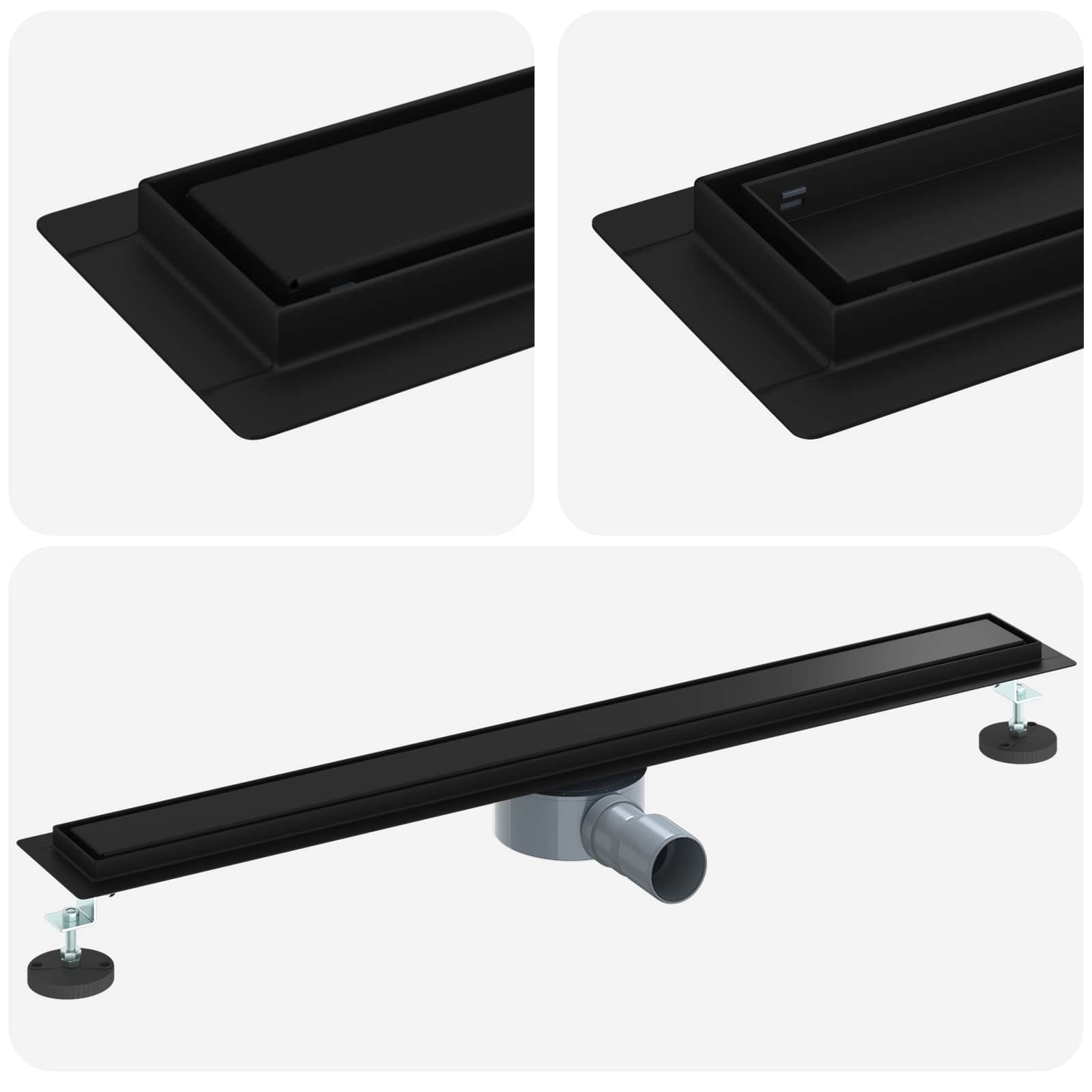 Duschavlopp 2-i-1 med 360° Siphon Svart 80 cm