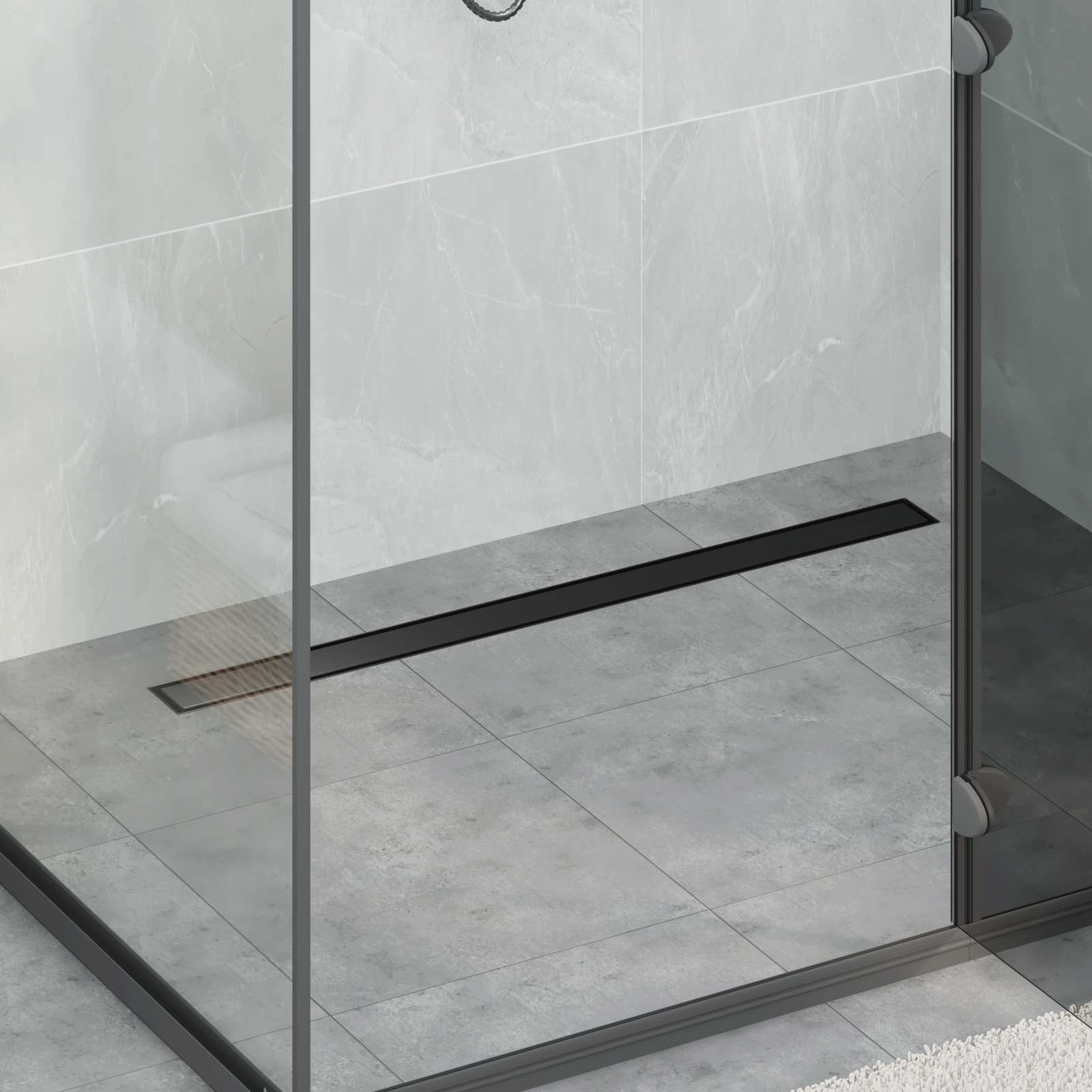 Duschavlopp 2-i-1 med 360° Siphon Svart 90 cm