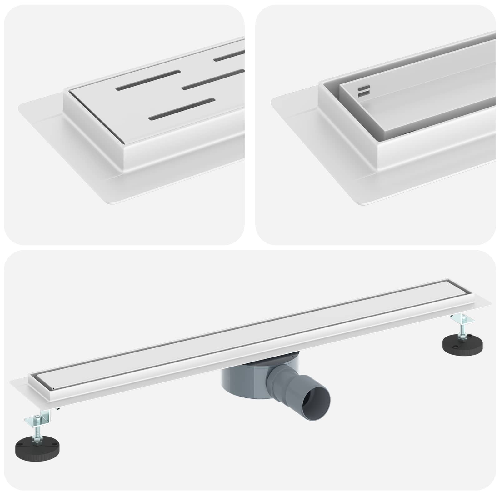 Duschavlopp 2-i-1 med 360° Siphon Silver 70 cm