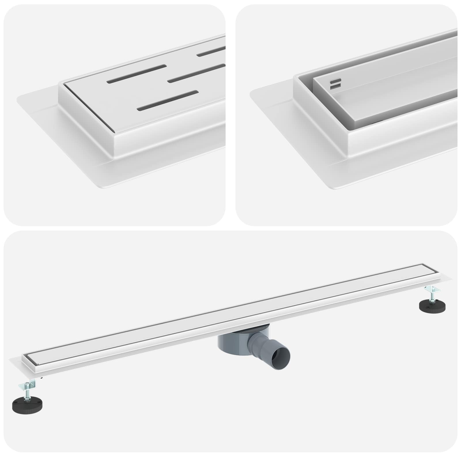 Duschavlopp 2-i-1 med 360° Siphon Silver 100 cm