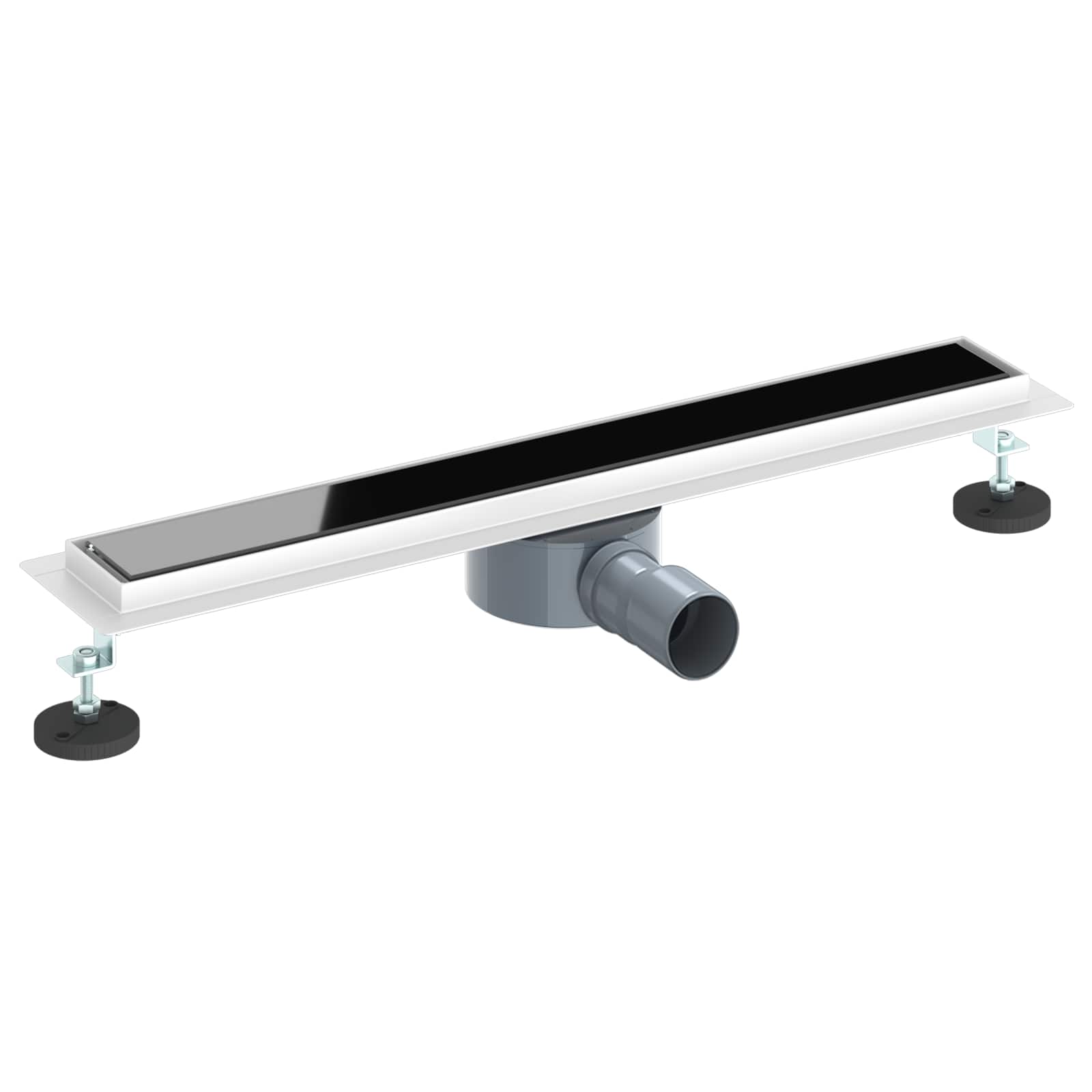 Duschavlopp med glaslock och 360° Sifon Svart 60 cm