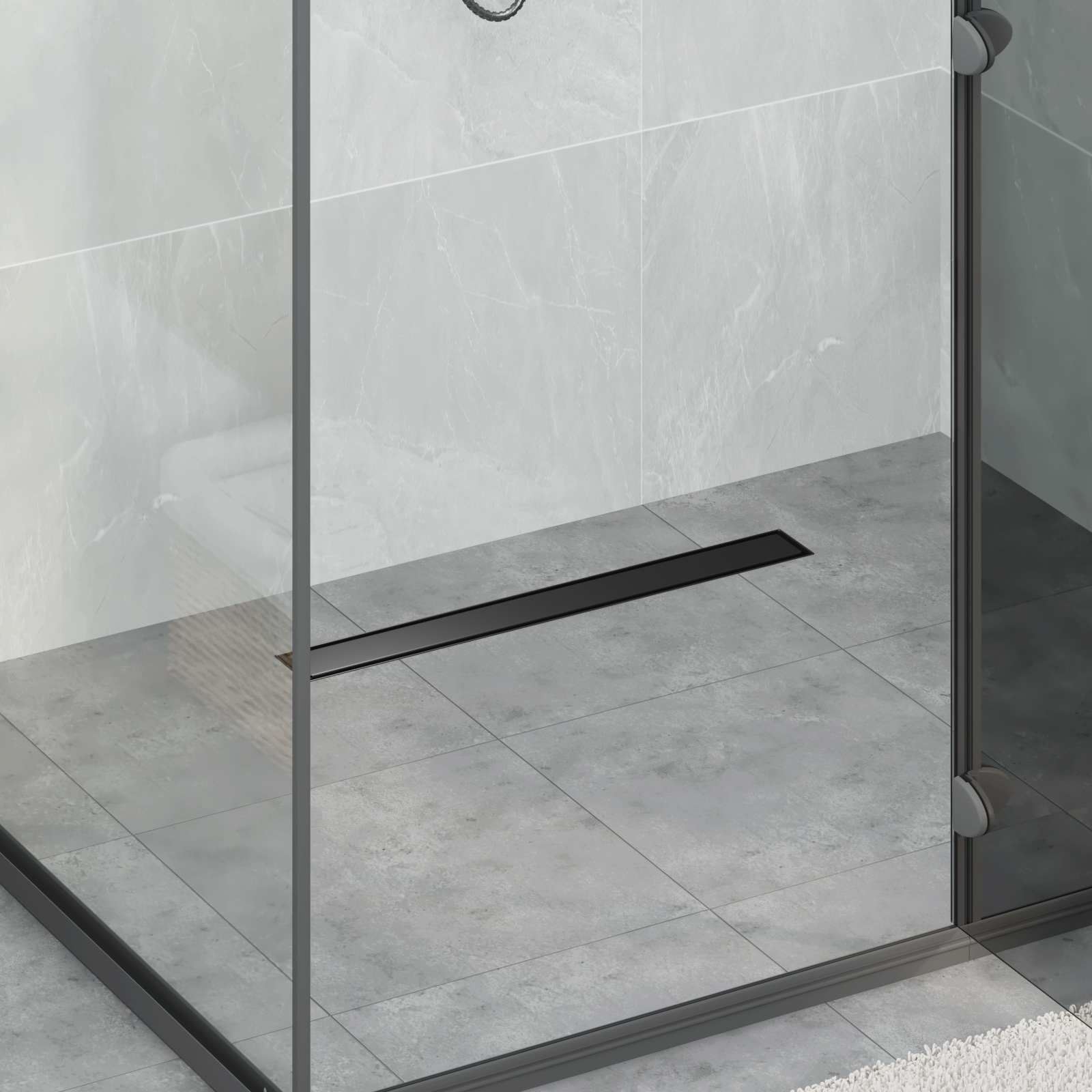 Duschavlopp 2-i-1 med 360° Siphon Svart 60 cm