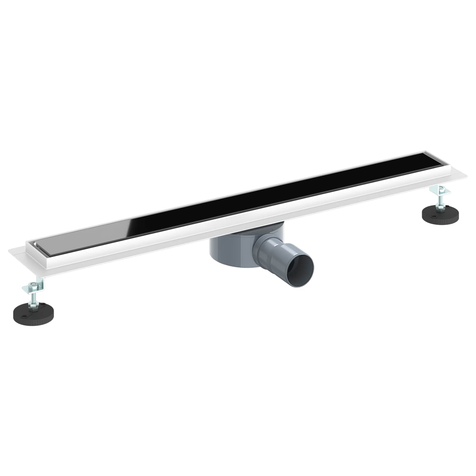 Duschavlopp med glaslock och 360° Sifon Svart 70 cm
