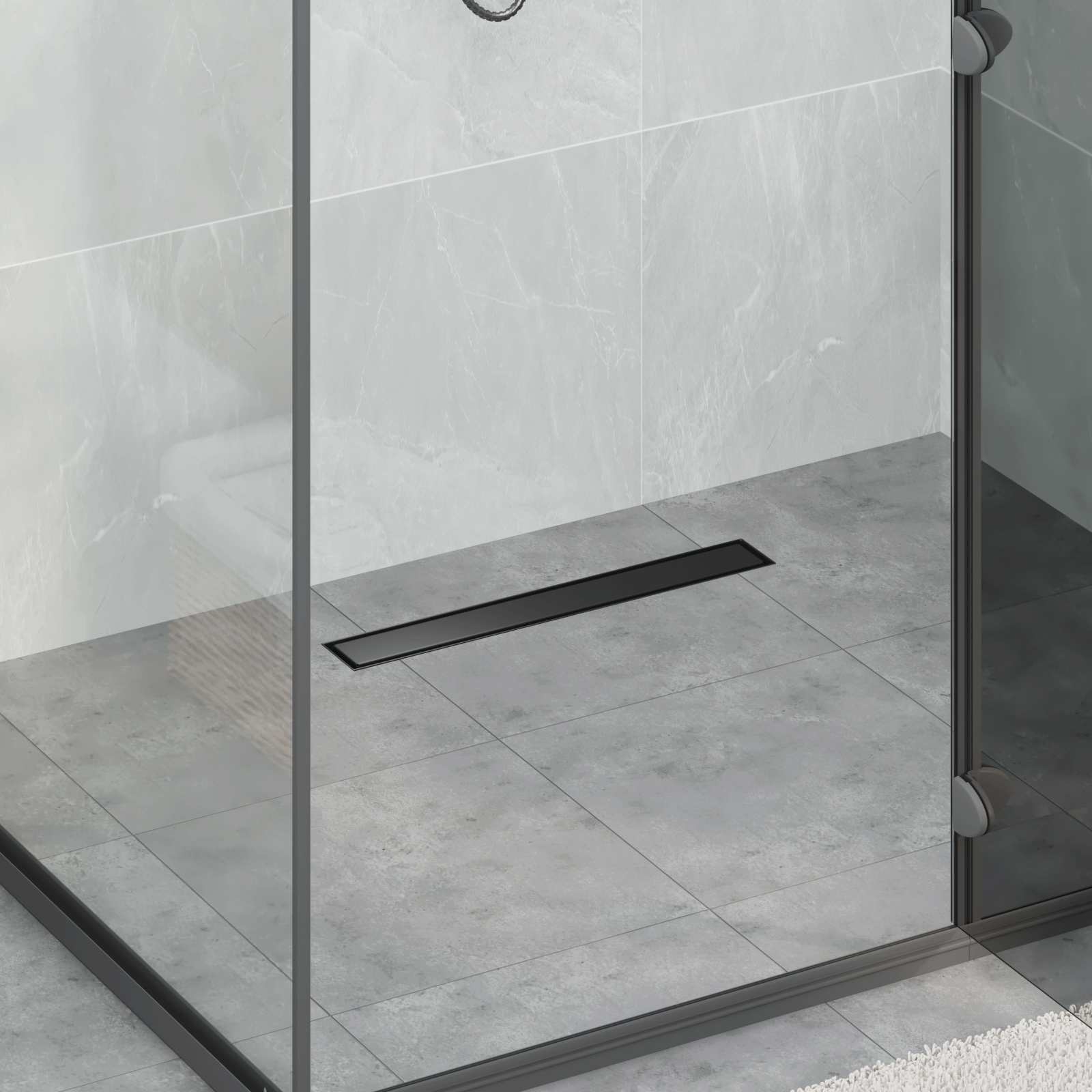 Duschavlopp 2-i-1 med 360° Siphon Svart 50 cm