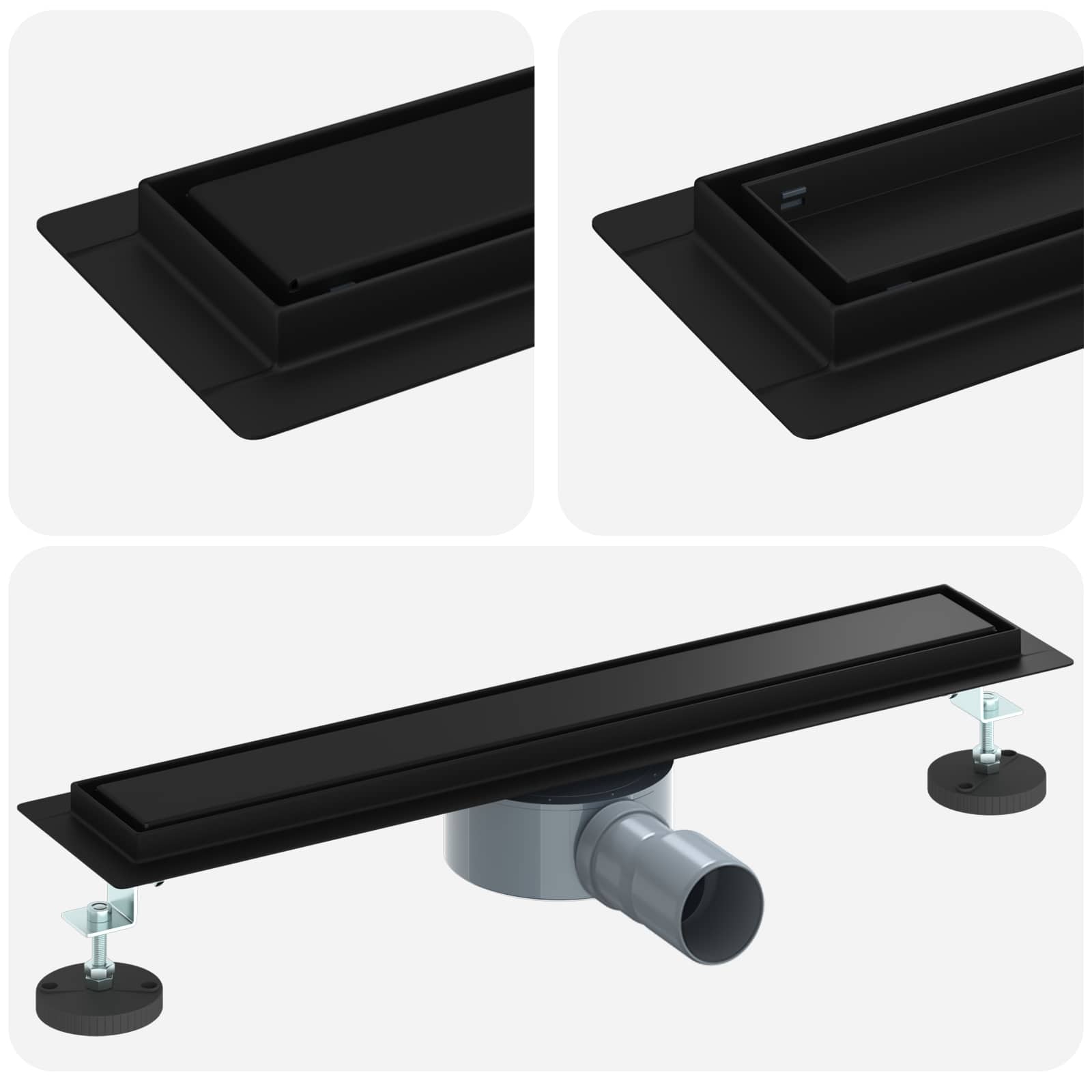Duschavlopp 2-i-1 med 360° Siphon Svart 50 cm
