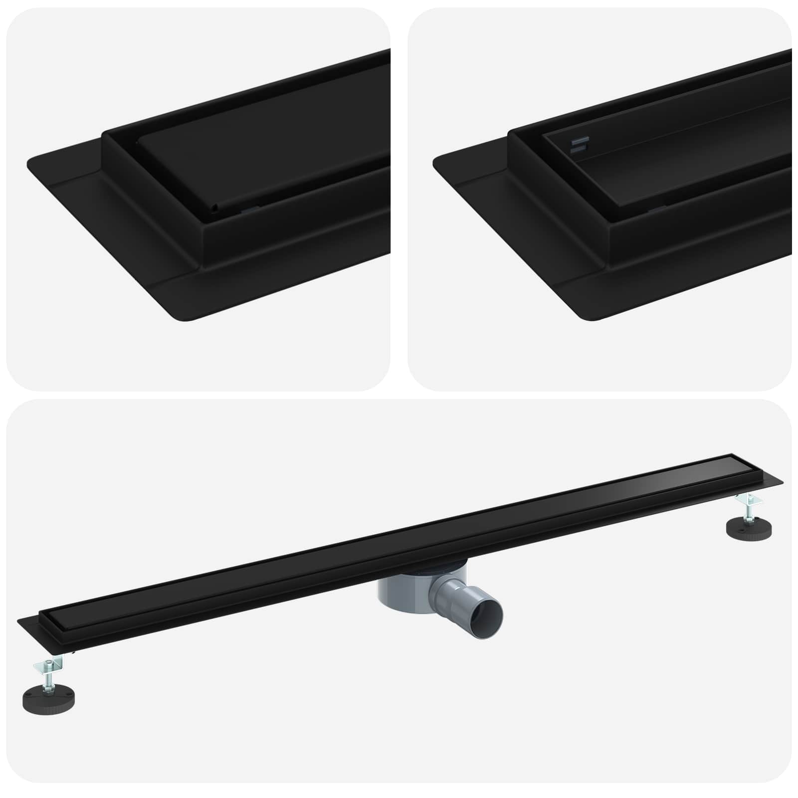 Duschavlopp 2-i-1 med 360° Siphon Svart 100 cm