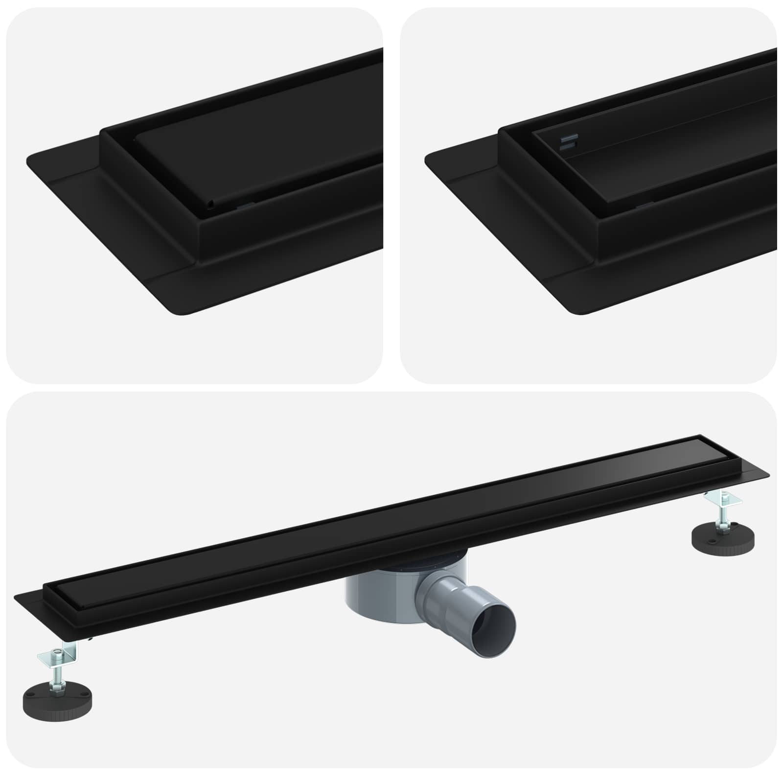 Duschavlopp 2-i-1 med 360° Siphon Svart 70 cm