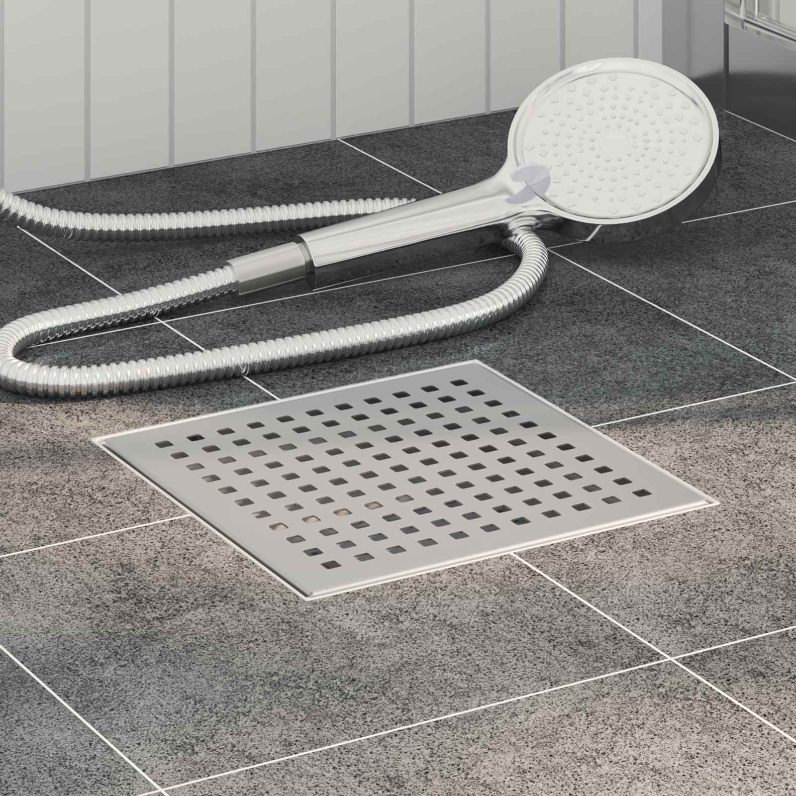 Prickig duschavlopp Silver 20 x 20 cm Rostfritt Stål 304