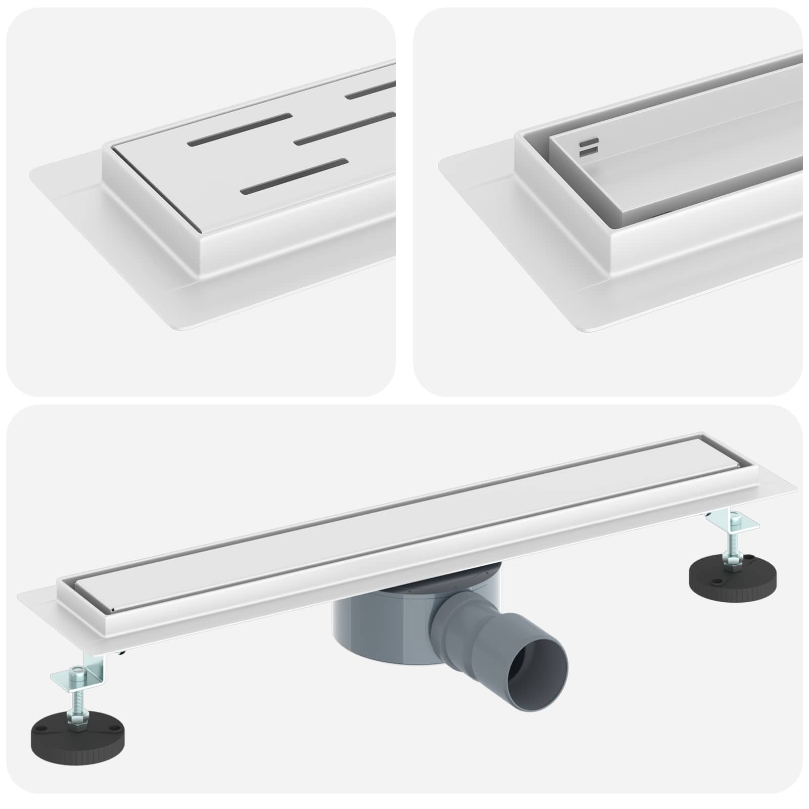 Duschavlopp 2-i-1 med 360° Siphon Silver 54 x 11 x 9,5 cm