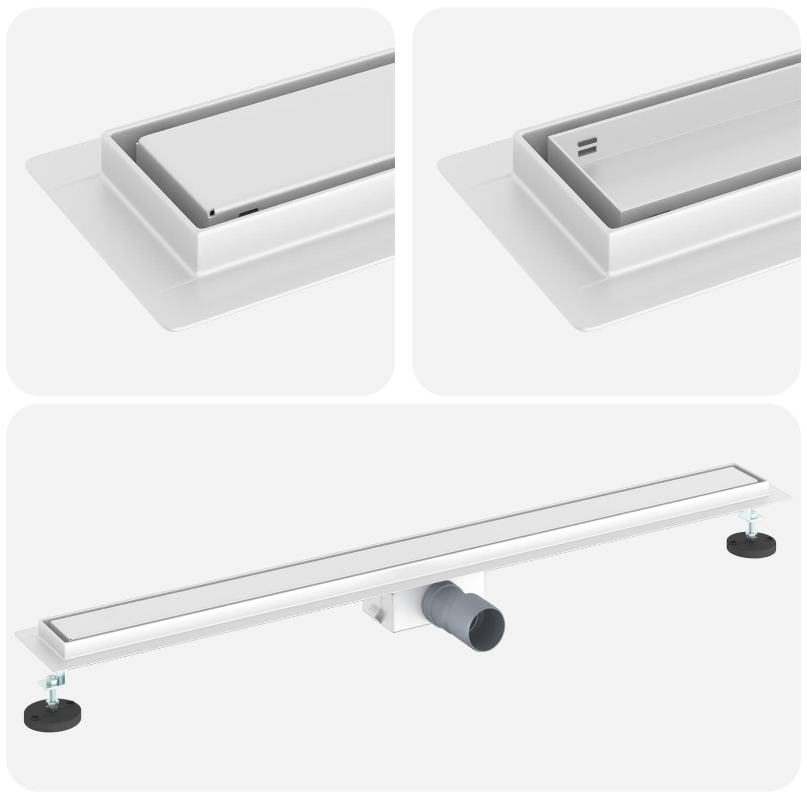 2 i 1 Duschavlopp Silver 90 cm Rostfritt Stål 304