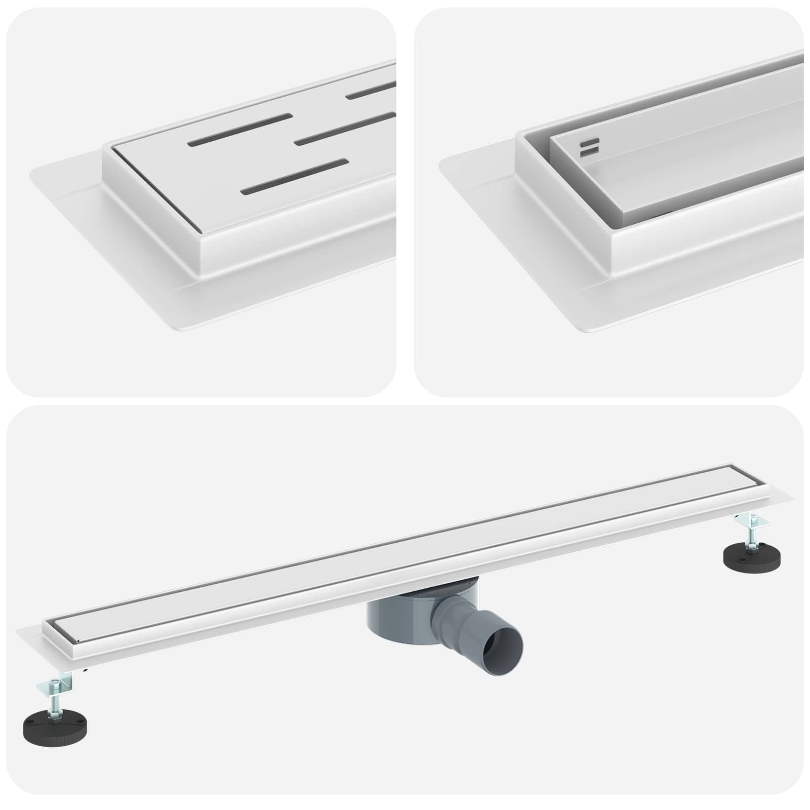 Duschavlopp 2-i-1 med 360° Siphon Silver 80 cm